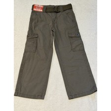 Wrangler Boys 5 Regular Cargo Pants Brown Belt Adjustable Waist Cotton Utility