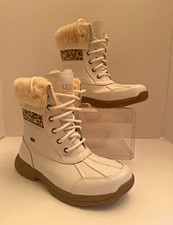 UGG Adirondack II Women’s White Leather Snow Leopards 6