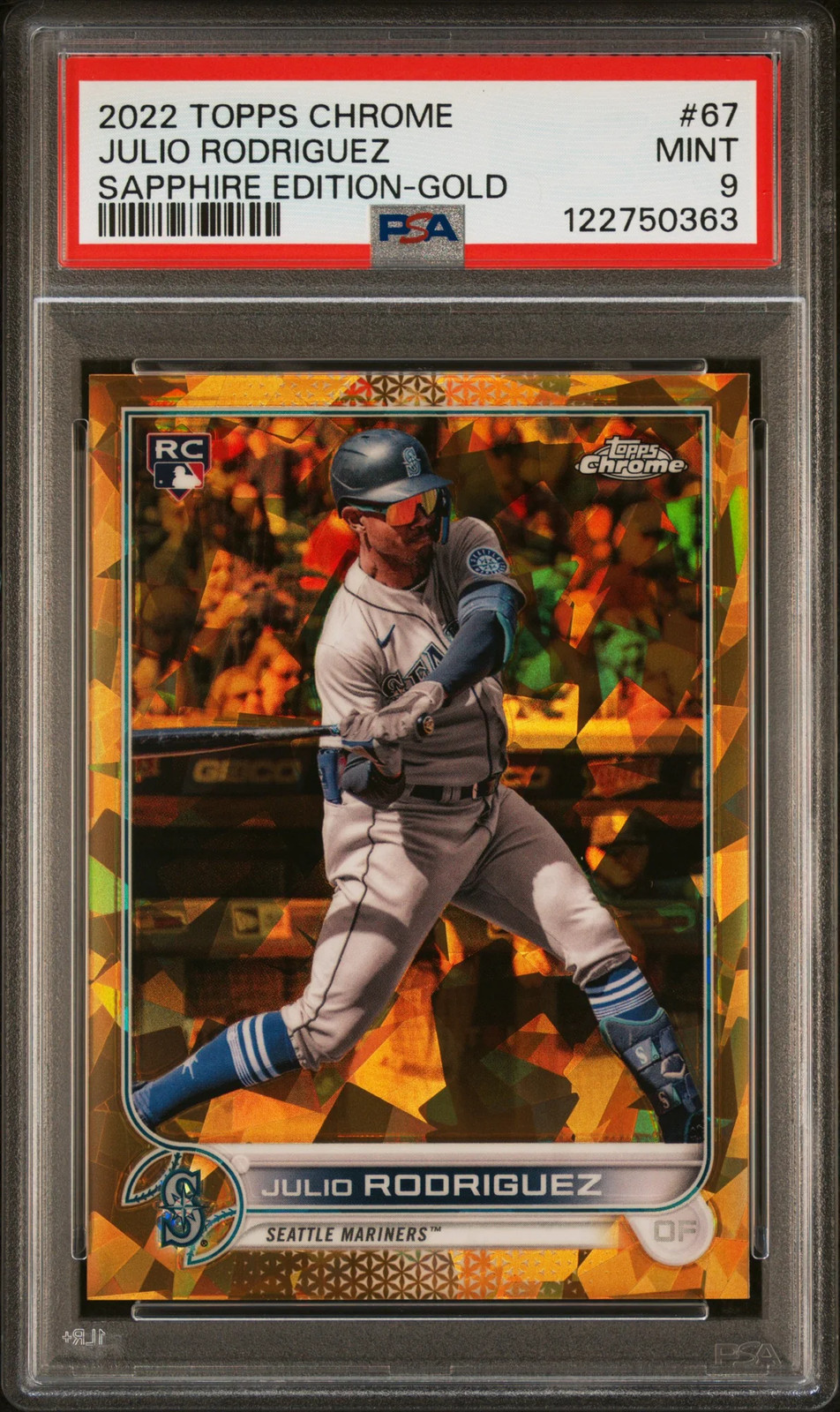 2022 Topps Chrome Sapphire Edition Julio Rodriguez #67 Gold PSA 9