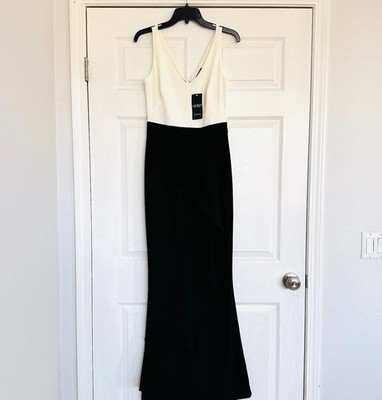 NWT Lauren Ralph Lauren Black White Long Dress Ruffle Evening Gown Formal  Size 4 | eBay