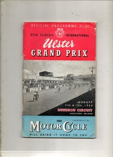 ULSTER GRAND PRIX PROGRAMME 1955. DUNDROD. SURTEES. LOMAS. MASETTI. SANDFORD.