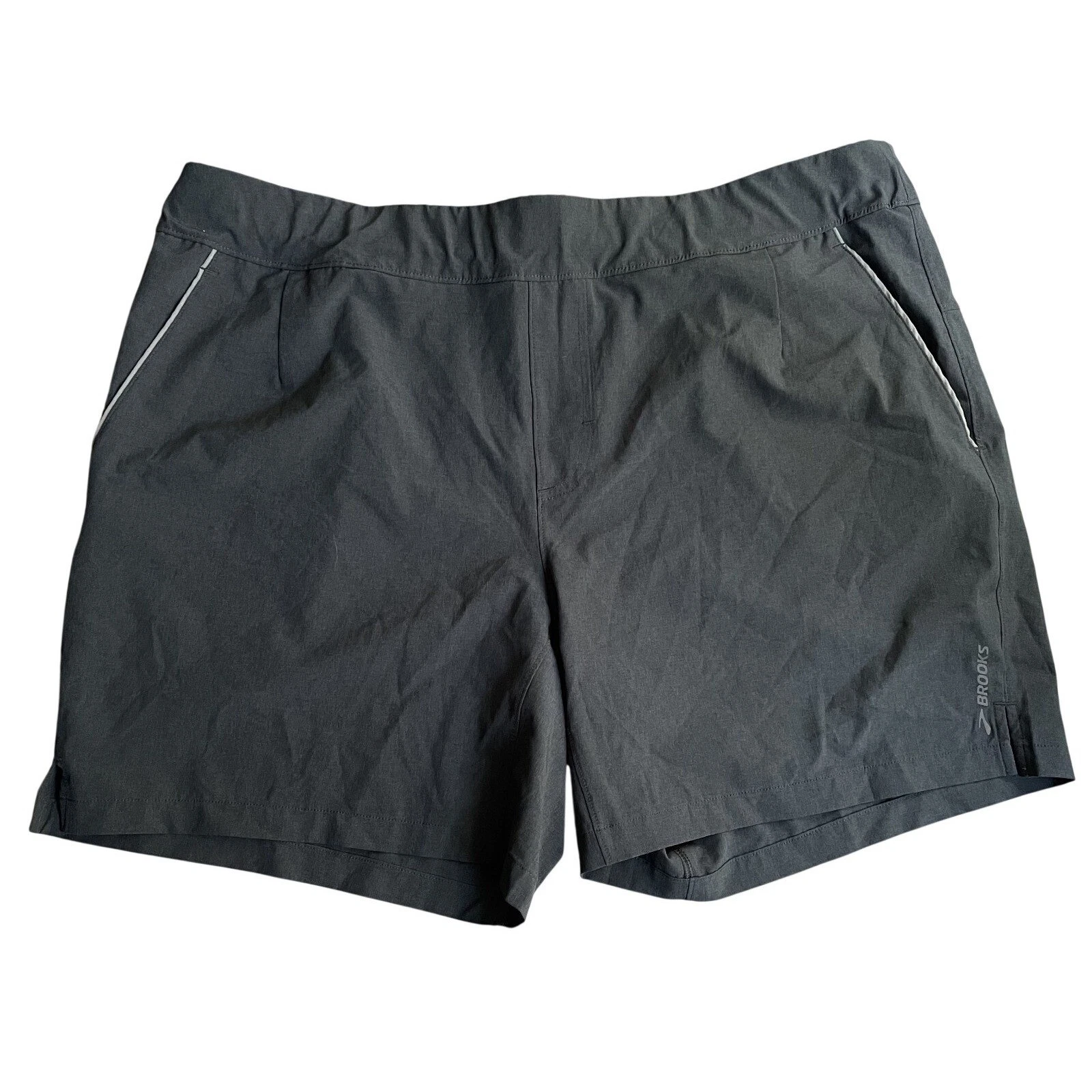 Brooks Fremont 7" Linerless Running Shorts Mens XXL Gray Athletic Drawstring