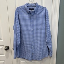 Daniel Cremieux Men's Long Sleeve Button Up Blue Plaid Dress Shirt Size Large