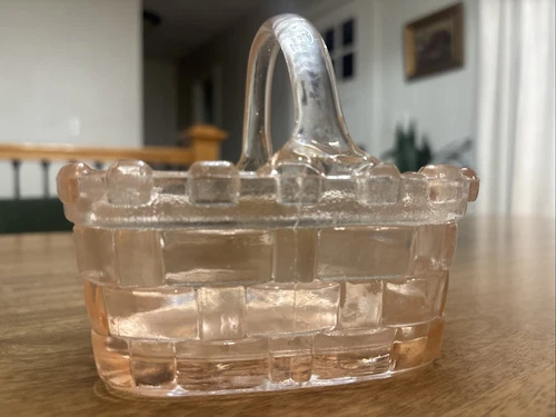 Vintage Fenton Pink Depression Glass Mini Basket
