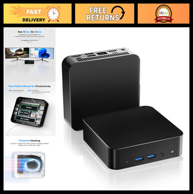 Compact Mini PC 8GB RAM 256GB SSD, Dual HDMI 4K, WiFi 5, Bluetooth 4.2, Home Off