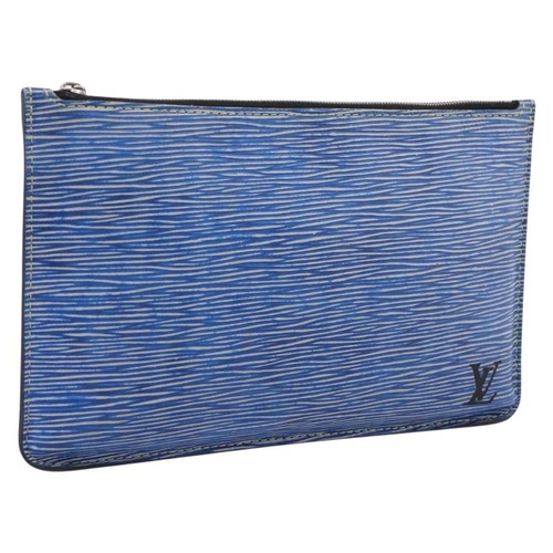 LOUIS VUITTON Epi Denim Neverfull MM Pouch Blue LV Auth 202098A