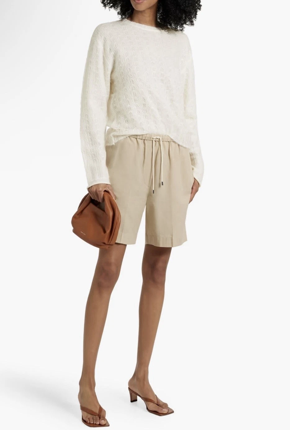 TOTEME Womens Press Creased Drawstring Shorts Beige Pockets Size 36 US 4
