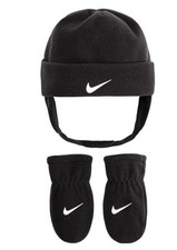 Nike Baby Boys Black Hat And Mittens Size 12/24 Months Brand New   
