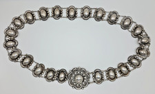 Vtg art to wear sterling silver Mexico concho flower belt/necklace 30"