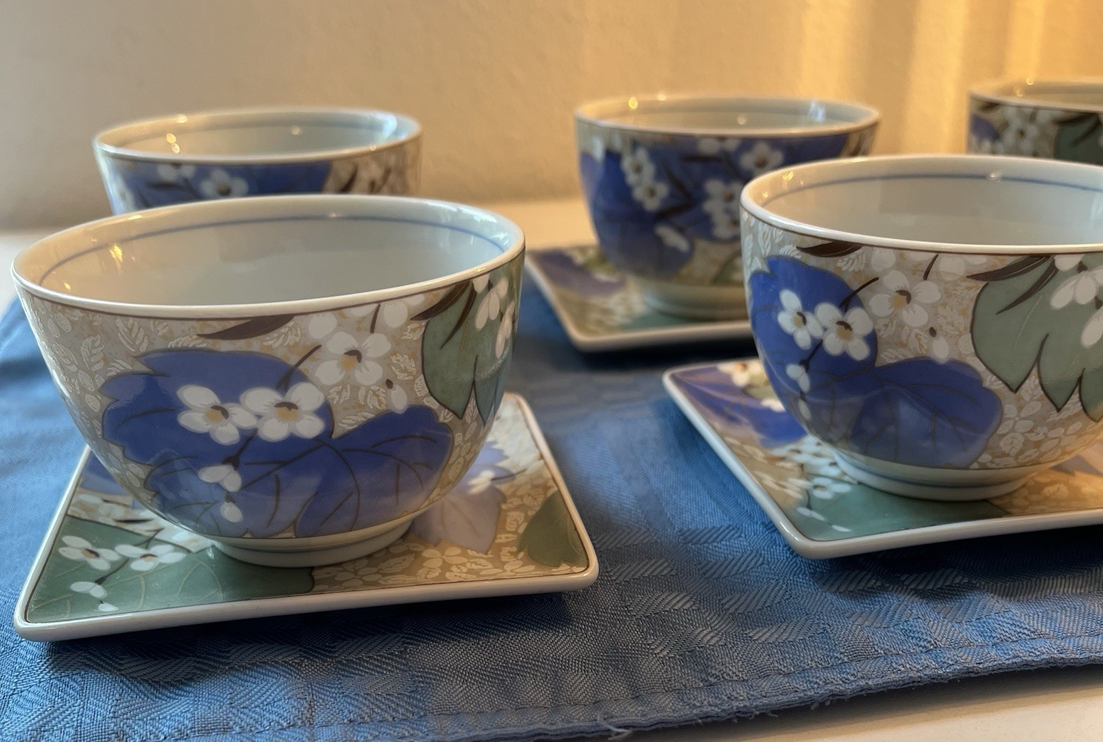 Teacups Set Of 5 With Plates Noritake Arita Ware Japanese Festival Celebration
