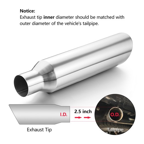 Stainless Steel Exhaust Tip Angle Cut 2.5" Inlet - 4" Outlet - 18" Long Polished - Bild 4 von 8