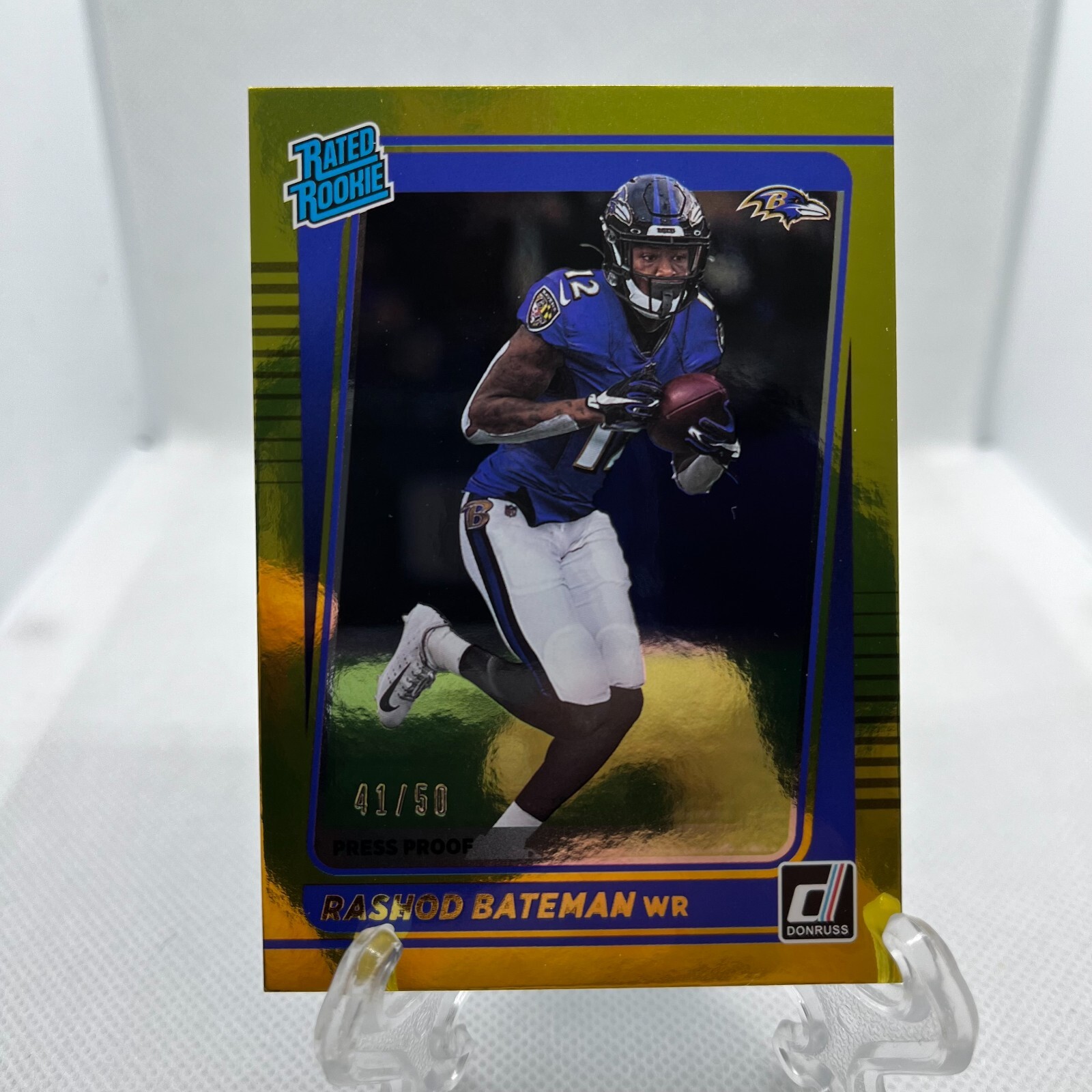 RASHOD BATEMAN 2021 DONRUSS GOLD FOIL PRESS PROOF RATED ROOKIE RC /50