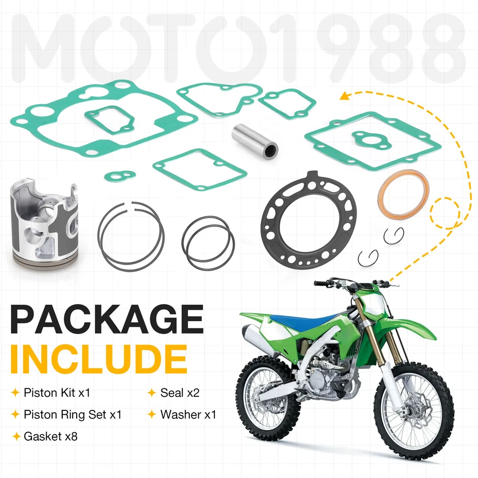 Top End Rebuild Kit STD 66.4mm Piston + Ring + Gasket For Kawasaki KX250 1993-03 - Image 3 of 4