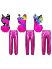 Kids Girls Dancewear Outfits Shiny Gymnastics Party Ballet Stage Show Ballerina