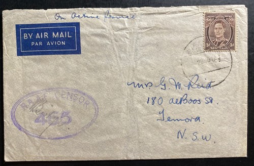 1942 Port Moresby Papua New Guinea Air Force RAAF 6 Censored Cover to Genova OAs - Picture 2 of 3