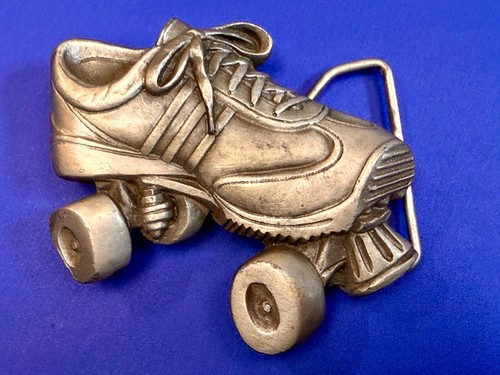 Roller Skate Retro Indiana Metal Craft Vintage 1979 Silver Tone Belt Buckle Y-93