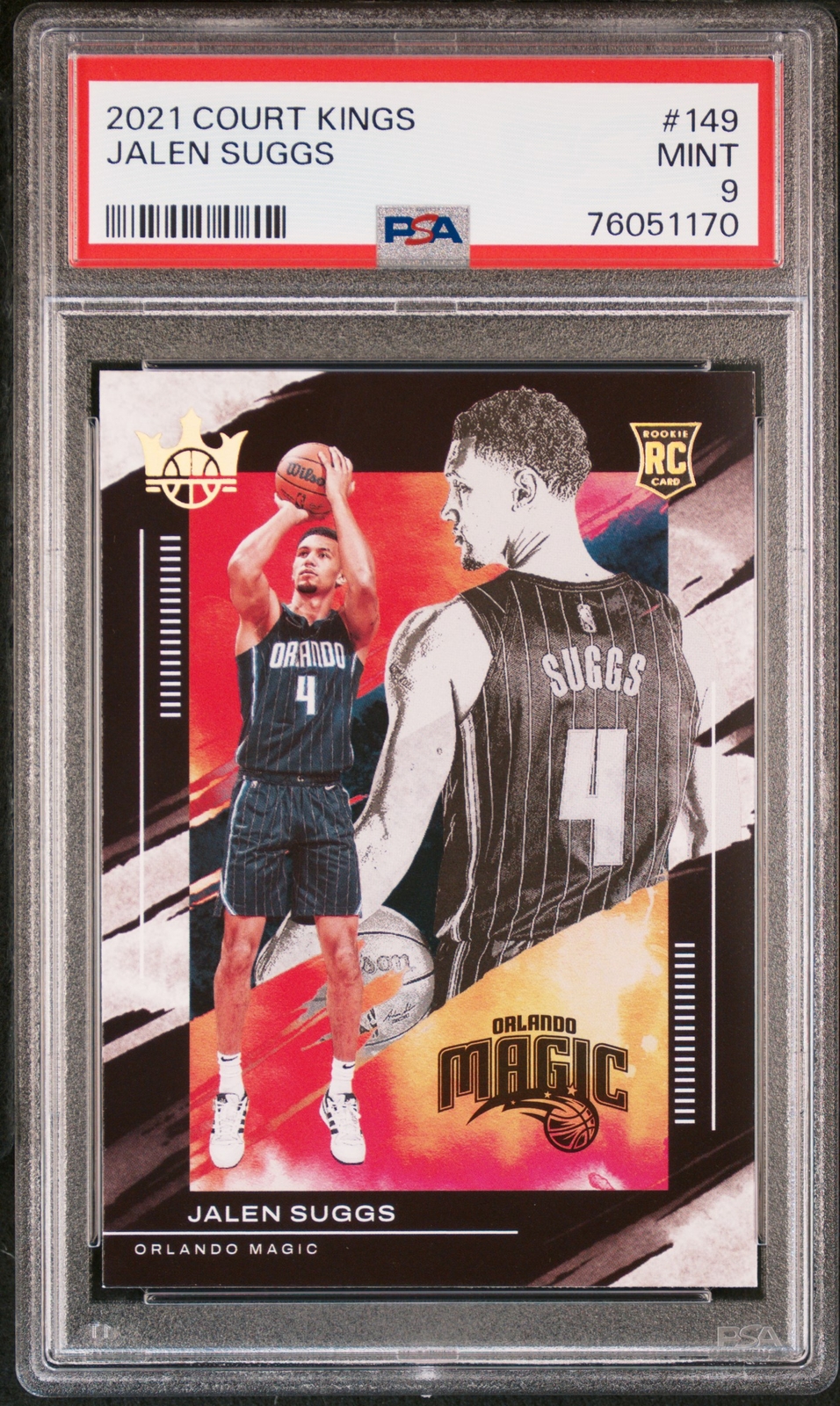Jalen Suggs 2021 Panini Court Kings Rookies Level 3 #149 Orlando Magic RC PSA 9