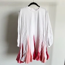 $395 New Rhode Ella Cotton Dress in White and Pink Sz Small