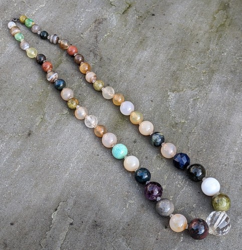 Scottish Antique Agate Specimen Hardstone Pebble necklace c1900 -Beautiful beads - Picture 2 of 8
