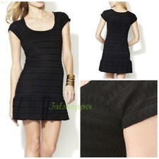 Free People Cozy Day Flounce Ruffled Boho Black Dress NWT M $118 Rare HTF NEW