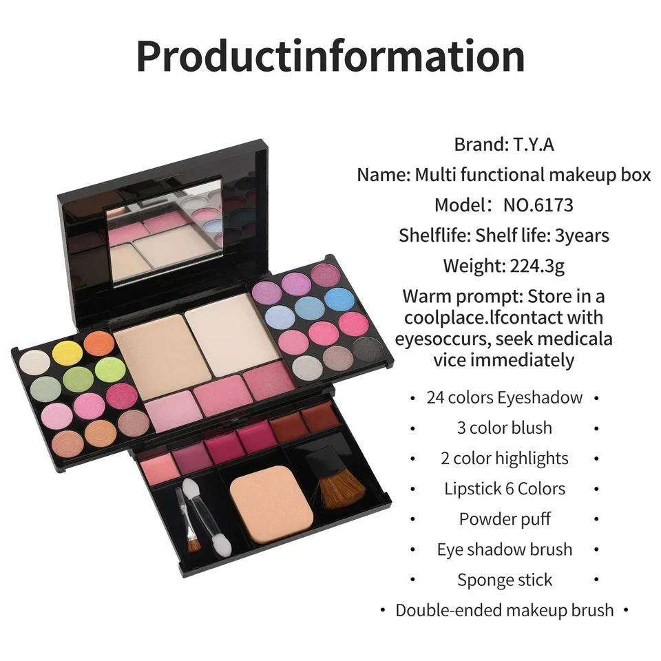 Multi-Use All in One Gift Box Makeup Kit Full Set Women Face Lip Eye Shadow Brow - Image 2 of 4