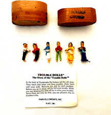 6 Guatemalan Handmade Worry Dolls in a BOX Mayan Trouble Doll 1"- 1 1/8" NOS