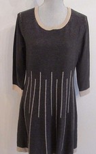 NEW JESSICA H LARGE GRAY WITH KHAKI TRIM SWEATER DRESS MSRP $89.00