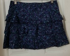 NWT Vintage Express Side Zip Cotton Mini Skirt Sz 2 S Tiered Ruffle Lined Floral