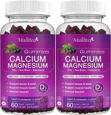 2P.Calcium Magnesium Zinc Gummies with High Absorption Magnesium Glycinate 200mg