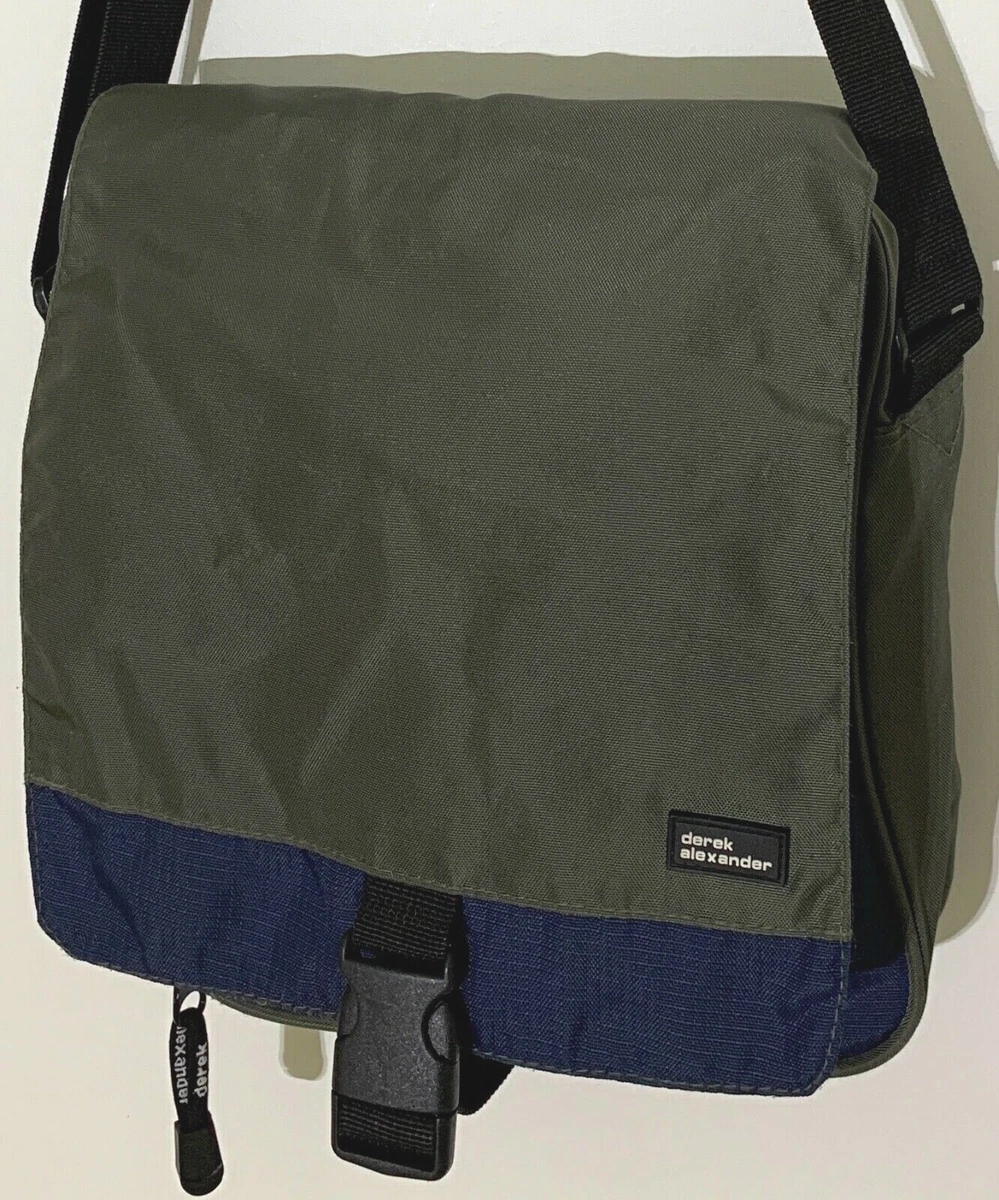 Derek Alexander Blue Grey Flap Front Nylon Organizer Shoulder Crossbody Bag