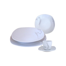 Servizio Piatti 30 Pezzi per 6 Persone Ink Bianco e Grigio Moderno in Porcellana