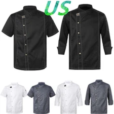 Mens Chef Coat Cooking Jacket Restaurant Kitchen Hotel Workwear Uniform Tops