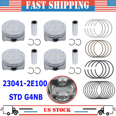 New Engine Piston & Piston Ring Set For Kia Forte Hyundai Elantra 1.8L 2011-2016