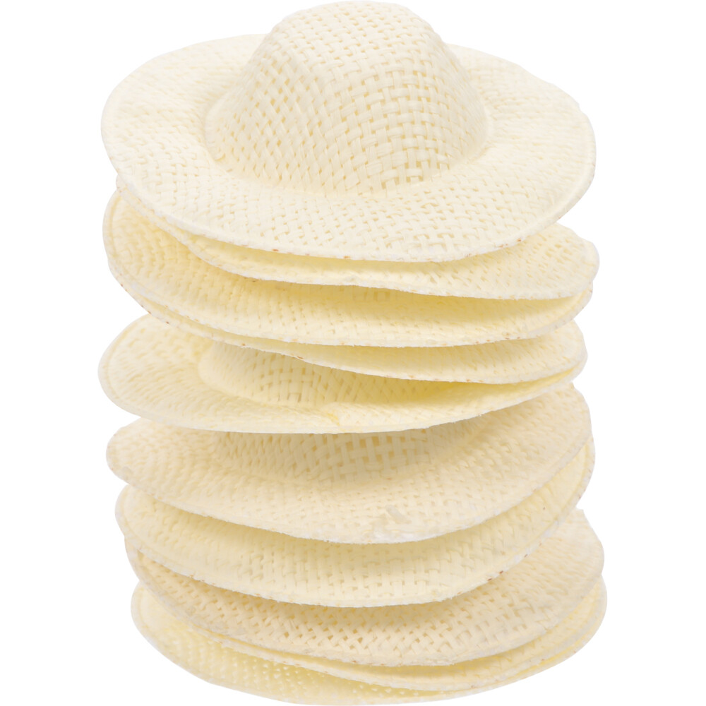 10pcs Tiny Straw Hats Mini Doll Hats Woven Hat Doll Headwear  display picture 1