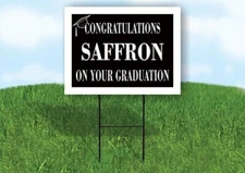 SAFFRON CONGRATULATIONS GRADUATION 18 in x 24 in Yard Sign Road Sign with Stand