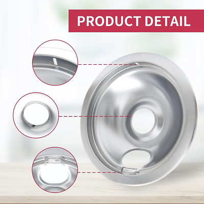 GE Hotpoint Chrome Stove Drip Pans Electric Burner Covers 4 Top Replacement Set