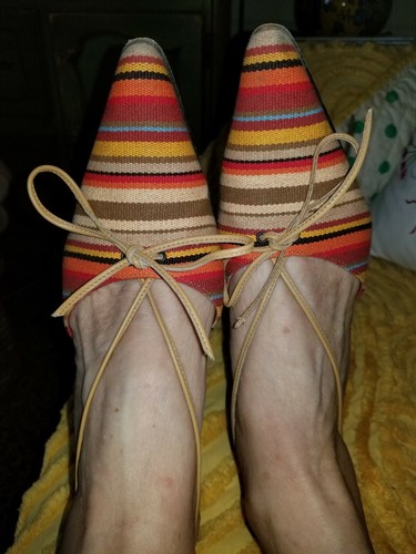KENZO cotton multi stripe slingback 