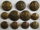 Set of 11x British Army:"GENERAL SERVICE BRASS BUTTONS" (23mm-17mm, WW1-WW2 Era)