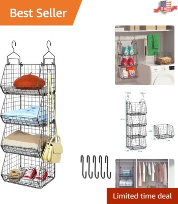 Multi-functional Closet Organizer - 4 Tier Wide Open - 12.4''x11.8''x42.4