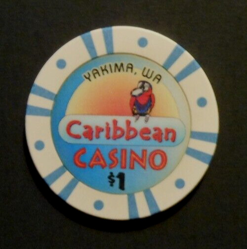 $1.00 CASINO CHIP "CARIBBEAN CASINO" YAKIMA, WA.  lightly used