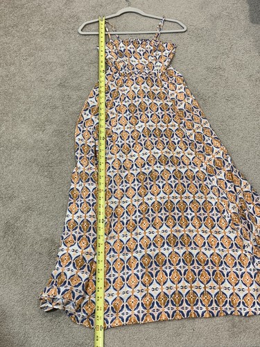 Maxi robe de soirée femme Free People taille 0 smock dos ouvert imprimé bohème orange bleu excellent état - Photo 18/22