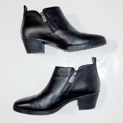 Vionic Cecily Ankle Boots Black Leather Zip Block Heel Waterproof Wms 9US 40EU - Picture 19 of 21