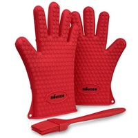 Miusco Heat Resistant Kitchen Silicone Gloves Basting Brush Set Red on sale Miusco Heat Resistant Kitchen Silicone Gloves Basting Brush Set Red on sale