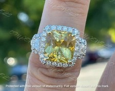 2.60Ct Princess Cut Yellow Citrine Halo Engagement Ring 14K White Gold Finish