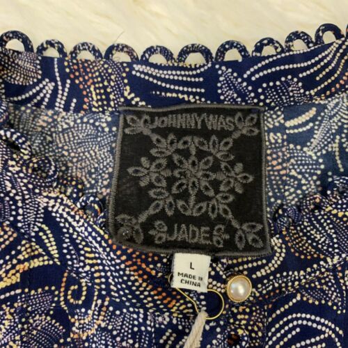 NWT Johnny Was Jade Paisley Floral Venus Peasant Top Silk Shirt L $388 - Picture 3 of 12