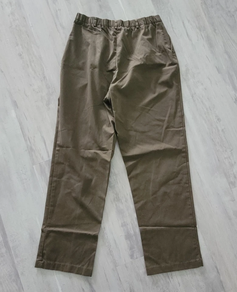 Lands' End Pants Womens Size 10 Army Green High Rise Elastic Waist Straight Leg - Image 2 of 4