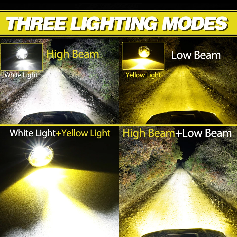 Par de luces antiniebla LED redondas de 4 pulgadas lámpara de conducción para parachoques Jeep Wrangler JK TJ LJ Foto 3 de 4