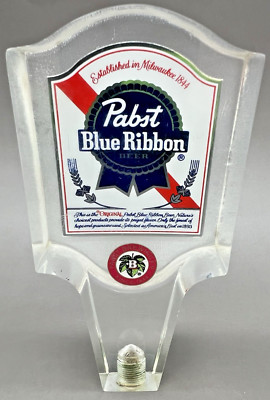 VTG Pabst Blue Ribbon Beer Lucite Tap Handle Two-Sided PBR Man Cave Collectible