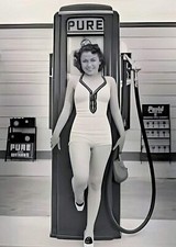 PURE GAS PUMP GASOLINE GAS STATION BEAUTY QUEEN 8X10 REPRINT