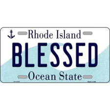Blessed Rhode Island Novelty Art License Plate Metal Tin Sign Plaque Wall Decor